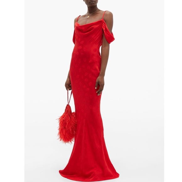 Rat & Boa Dresses & Skirts - Rat & Boa Florentina Cowl neck floral jacquard maxi dress - Red